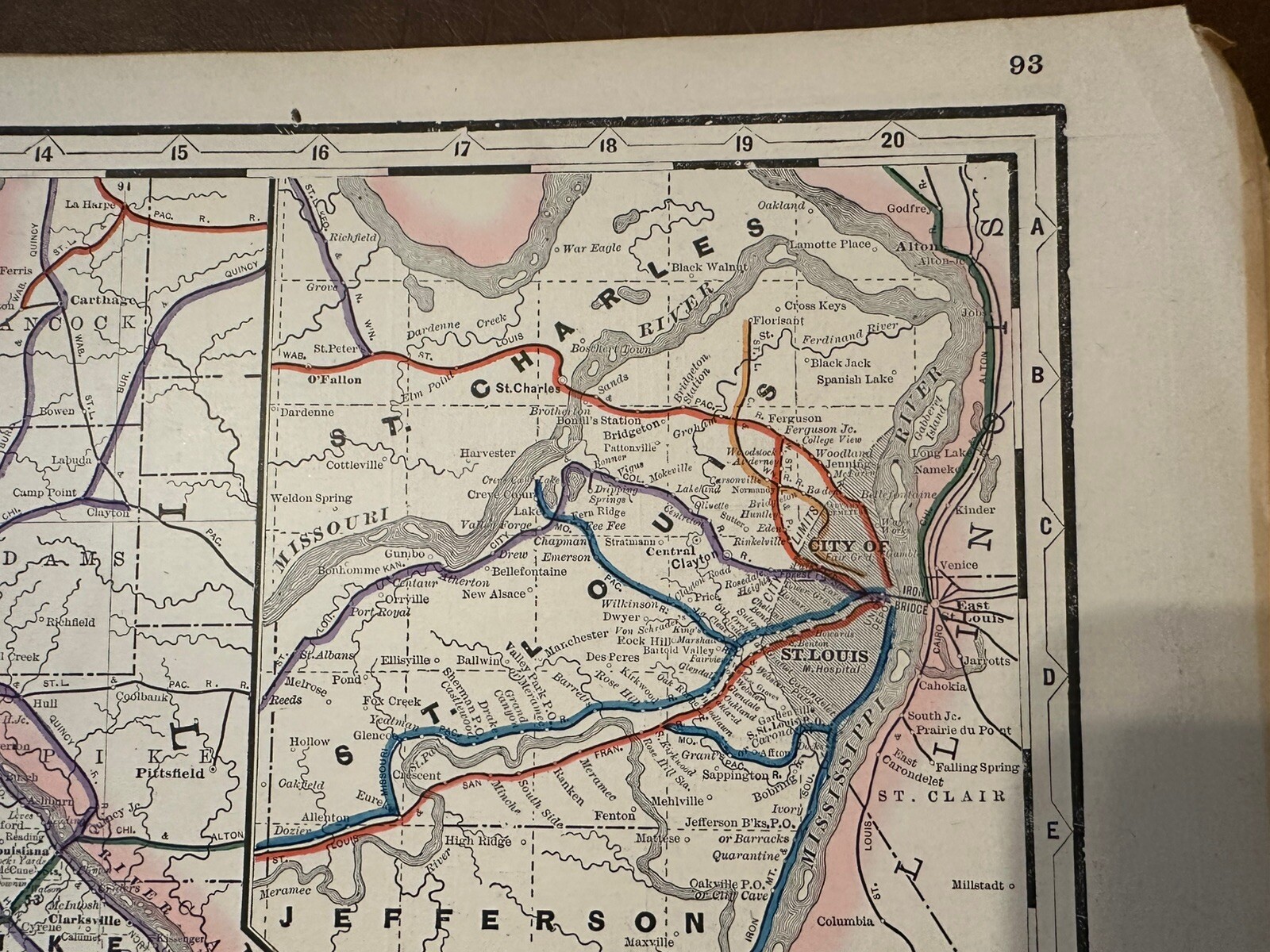 Antique, Original Railroad Map of Missouri, A.A. Grant, 1887