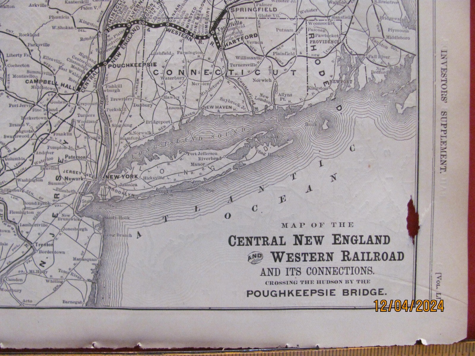 1890 CENTRAL NEW ENGLAND & WESTERN RAILROAD + COG RR ORIGINAL SYSTEM ROUTE MAPS
