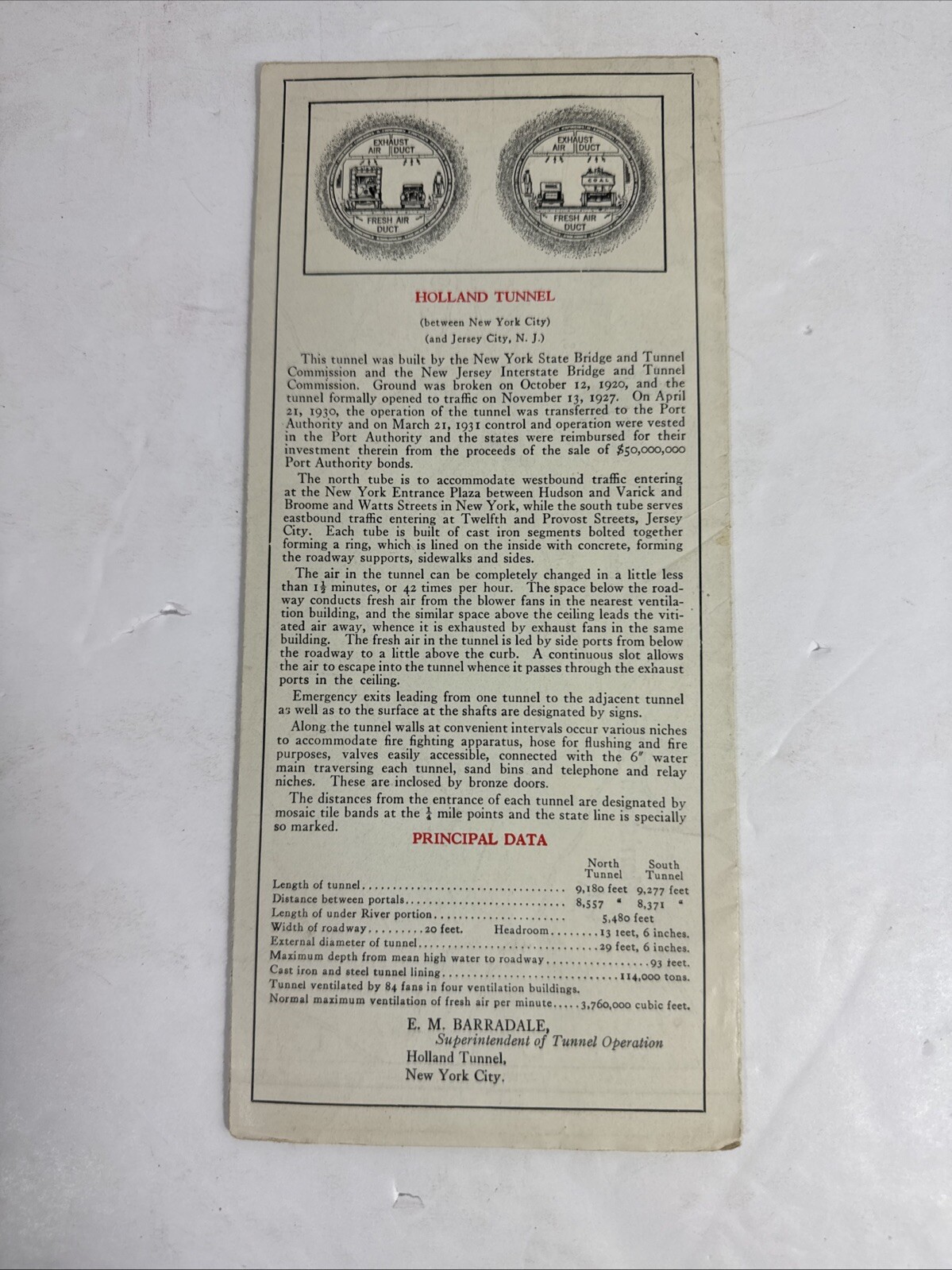 RARE 1938 New York City Map NYC Road Highway Bridge Tunnel PORT AUTHORITY