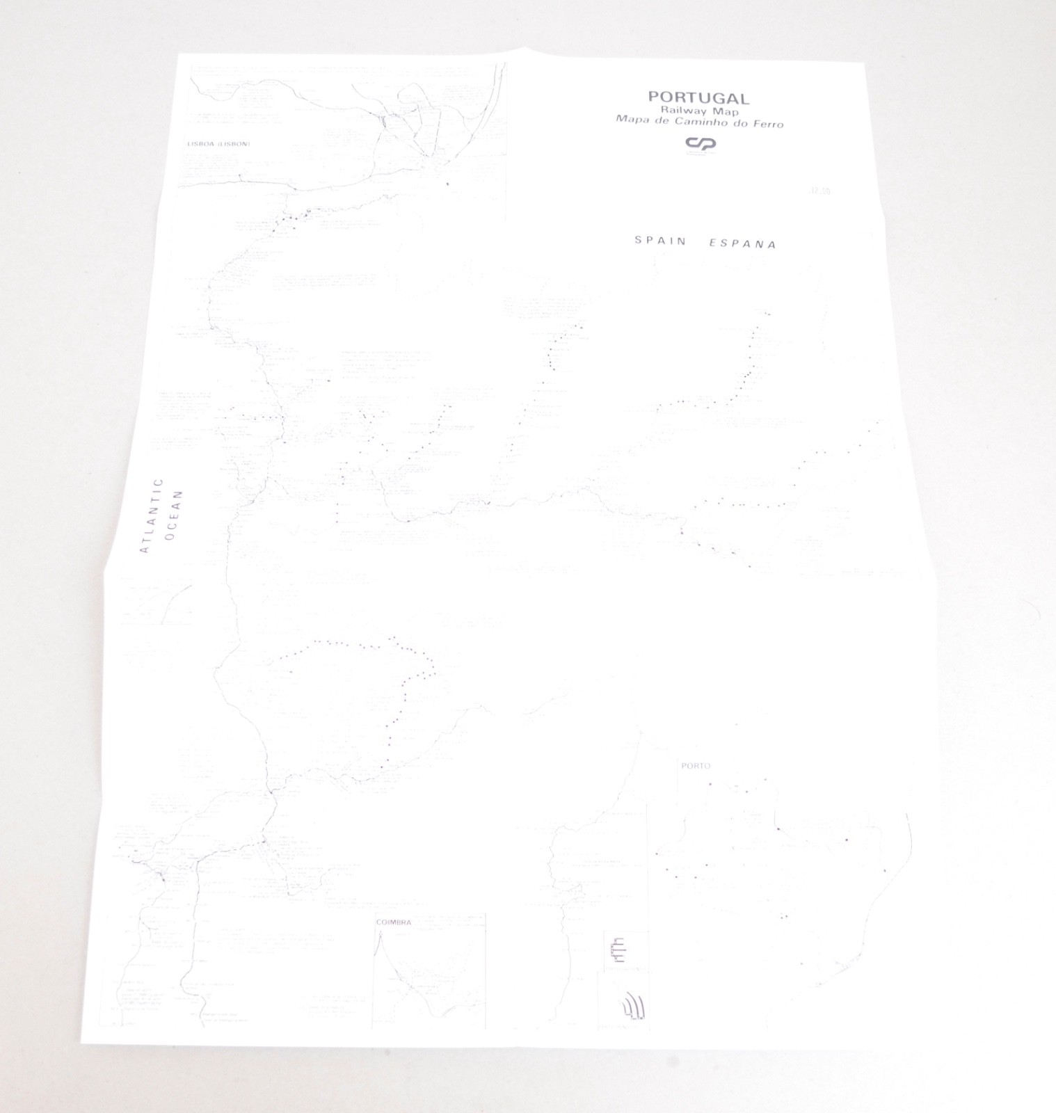 Railway Map Portugal Caminos de Ferro Potugueses Quail Map Co 1994