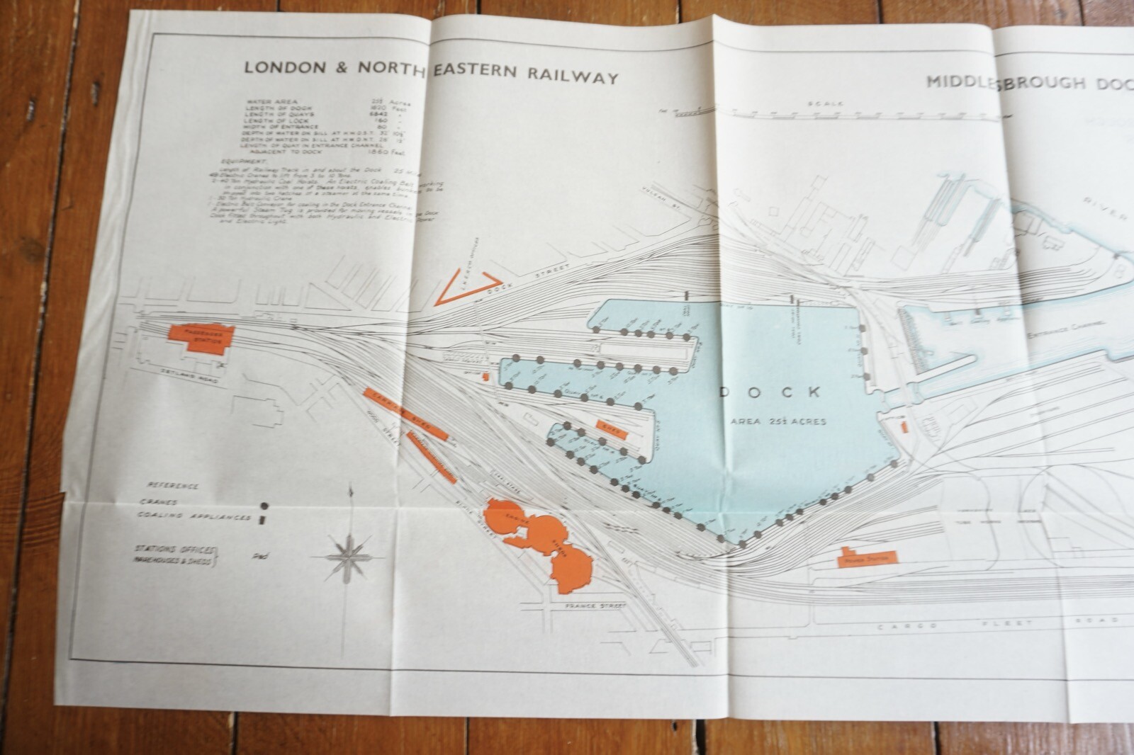 1935 LNER Middlesborough Docks Railway Plan Map