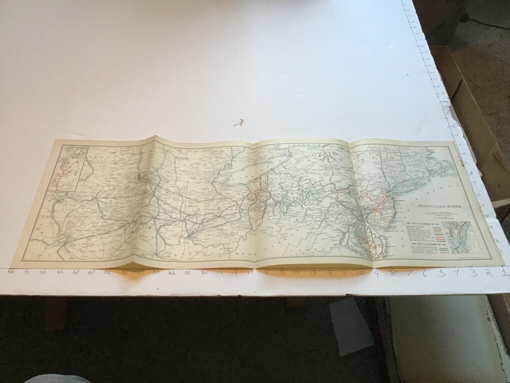 vintage railroad map: 32×11″ PENNSYLVANIA SYSTEM – 1899