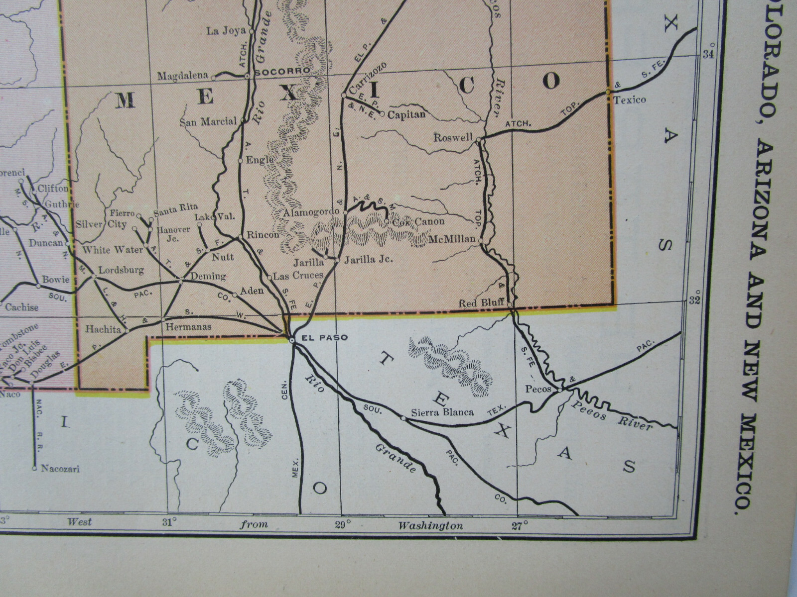 CO UT AZ NM DATED 1904 UTAH, COLORADO, NEW MEXICO, ARIZONA Poor’s Railroad Map