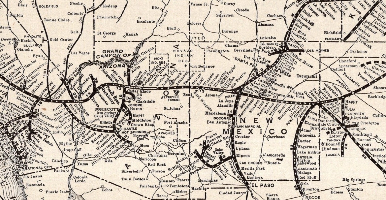 1924 Antique ATCHISON Topeka SANTA FE RAILROAD Map Vintage RAILWAY Map 2925