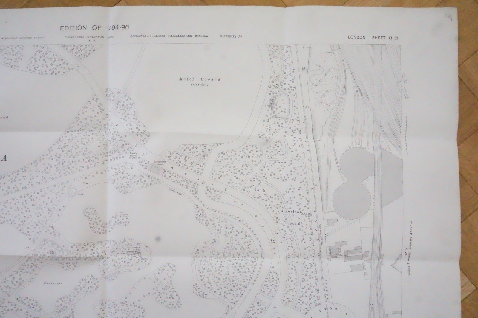 1896 Battersea Park & Station London Railway OS Railway Map **