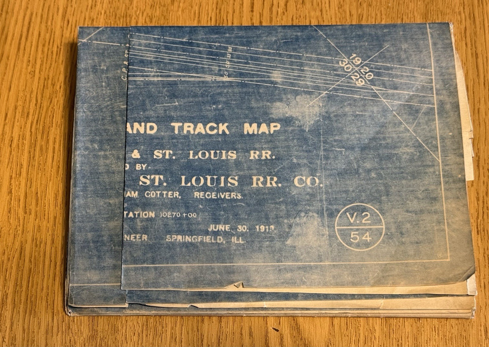 Chicago Peoria St. Louis Right of Way Track Map C P&St L RR 1919 Springfield Ill