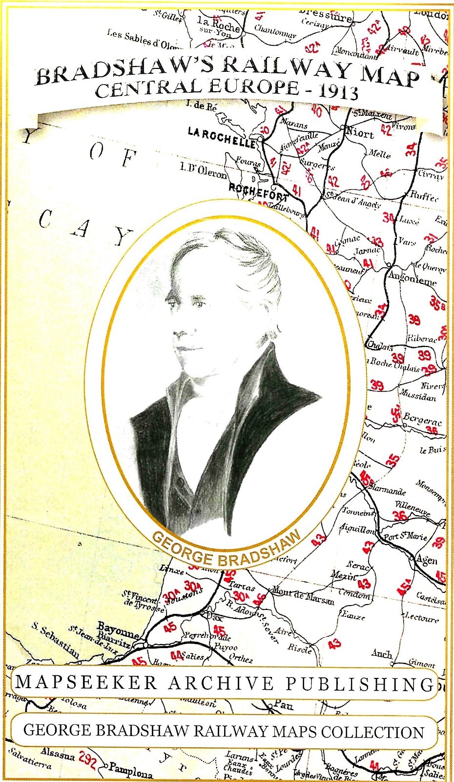 Bradshaw’s Railway Map Central Europe 1913 Folded Map