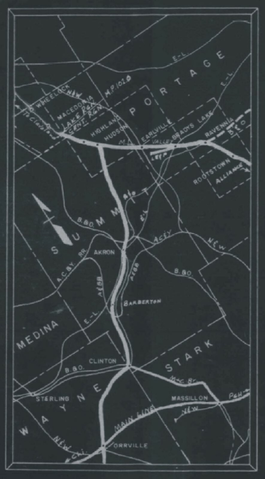 Penn Central 1971 Valley Main, Akron Br Mahoning Sec.Track Chart PDF Page on DVD