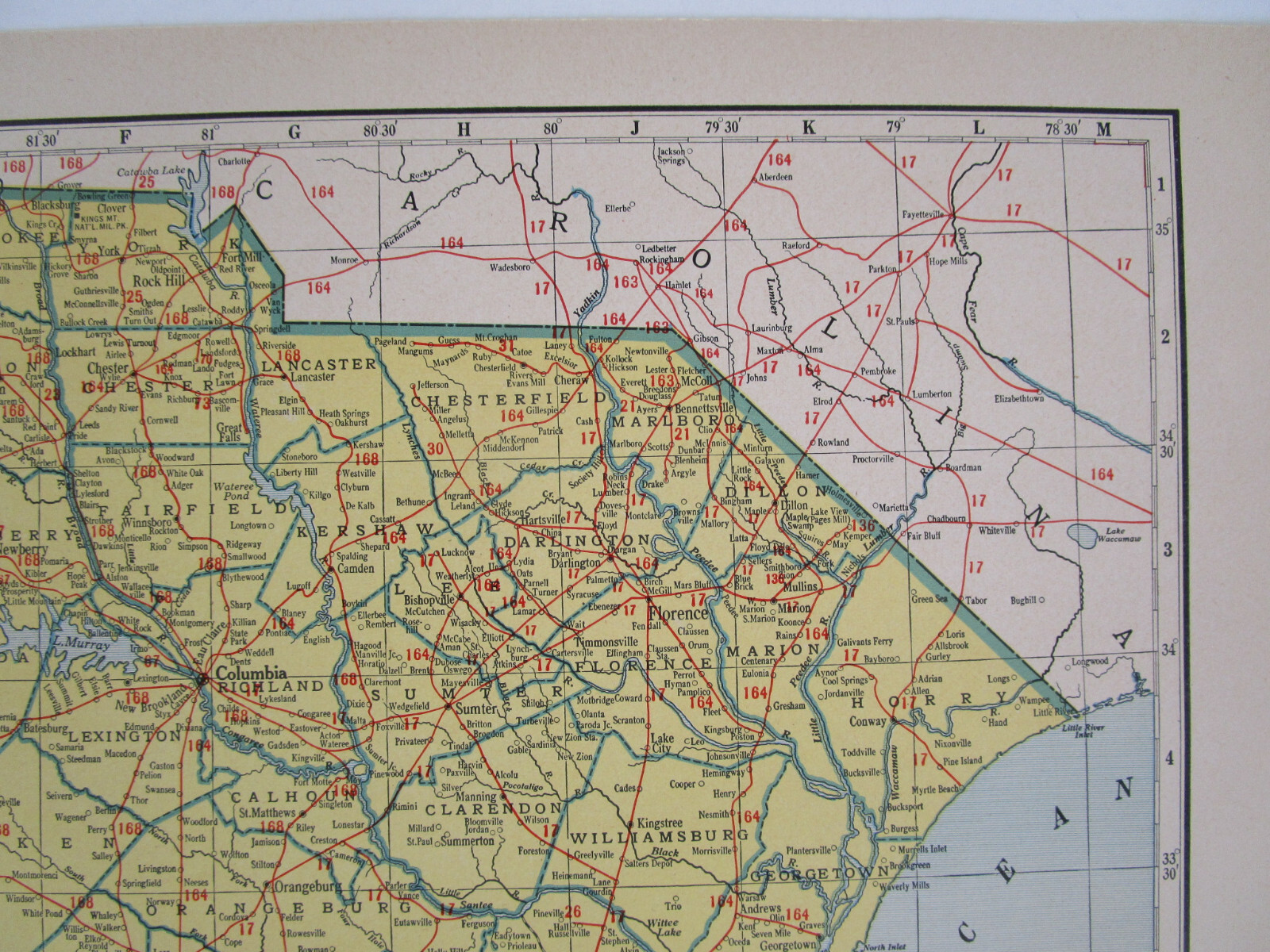 PA SC 1942 PENNSYLVANIA State RAILROAD Map. CORNWALL RR or SOUTH CAROLINA Map