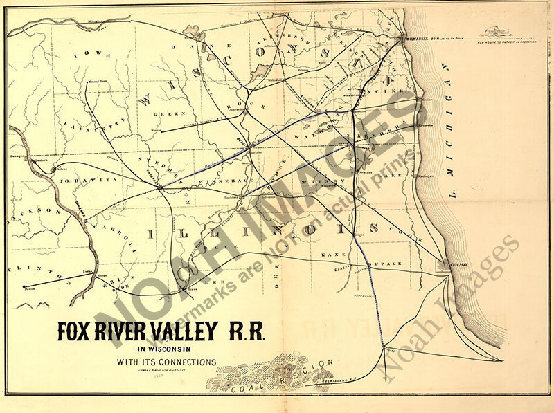 Map of Fox River Valley Railroad Illinois 16×20