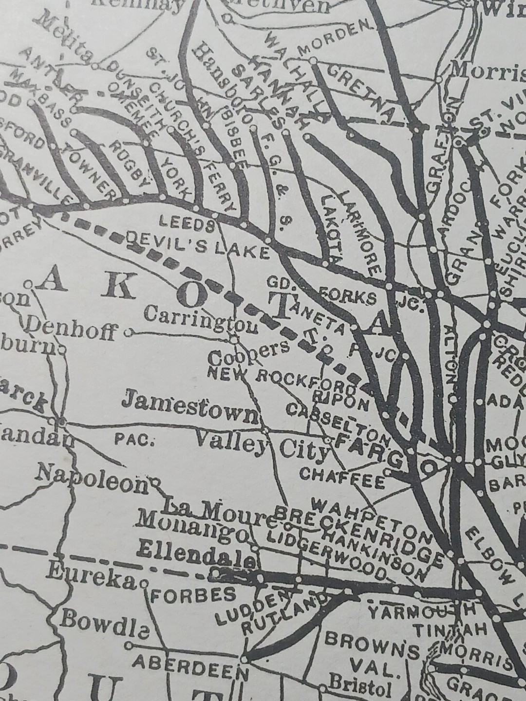 ~1910 Train Route Map GREAT NORTHERN Pacific RAILROAD SYSTEM All Lines 9″x12″
