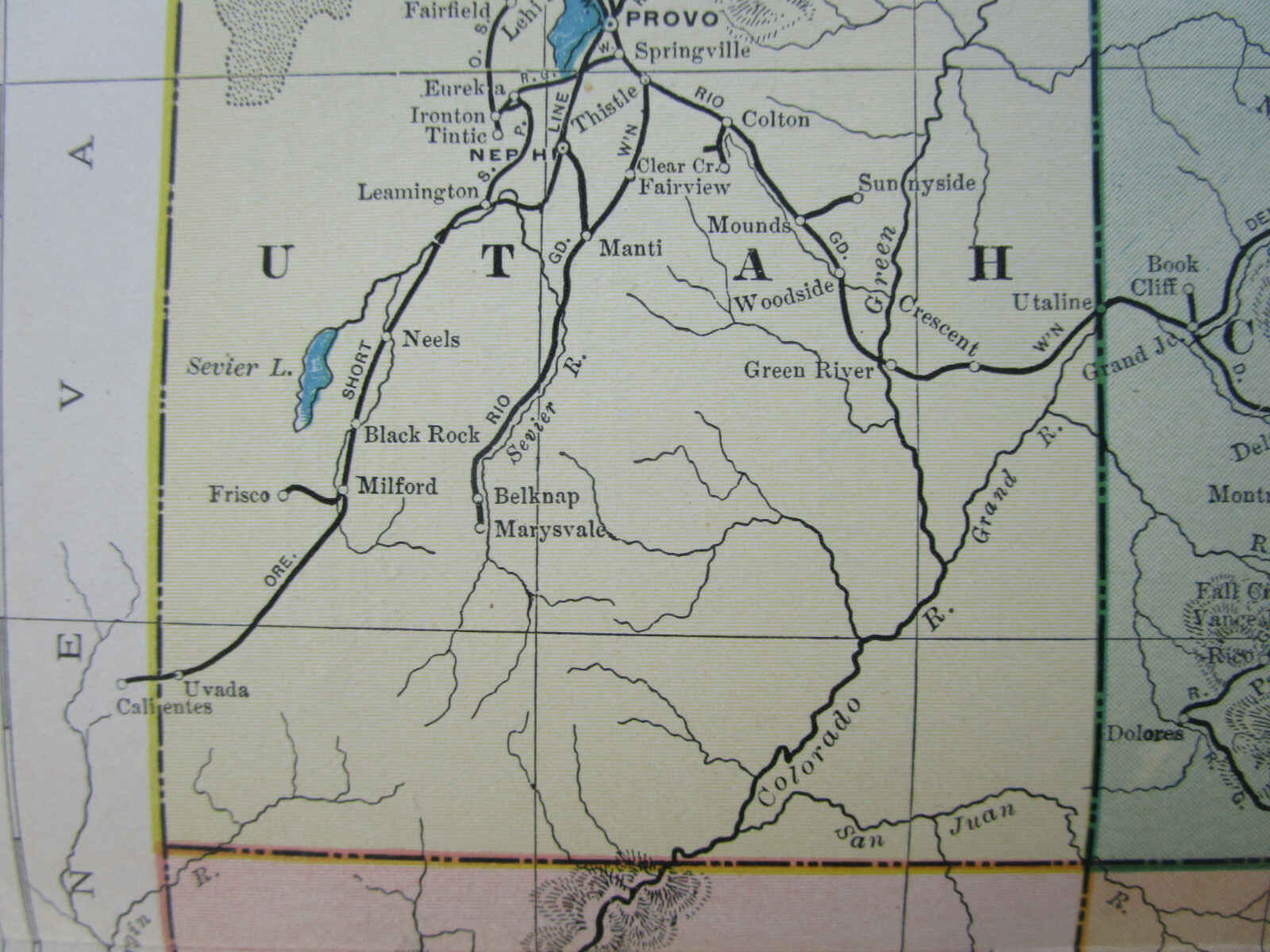 CO UT AZ NM DATED 1904 UTAH, COLORADO, NEW MEXICO, ARIZONA Poor’s Railroad Map
