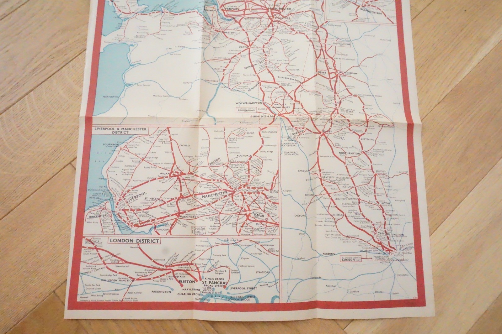 March 1960 British Rail London Midland Region Passenger Network Railway Map