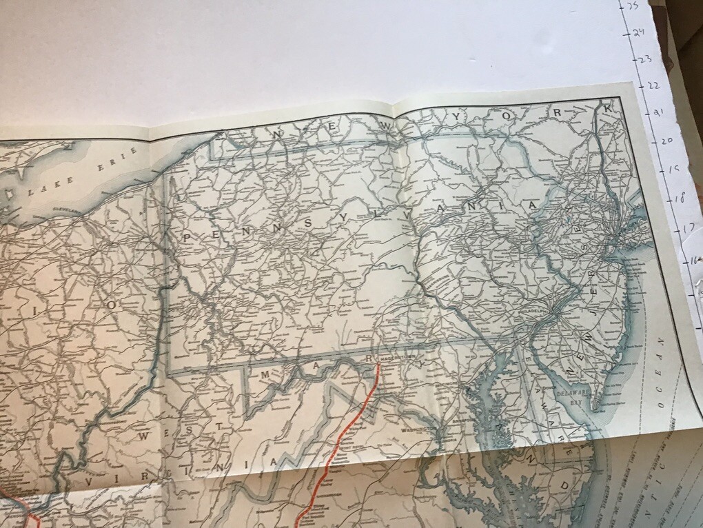 vintage railroad map: 22×32″ NORFOLK & WESTERN Railway 1942