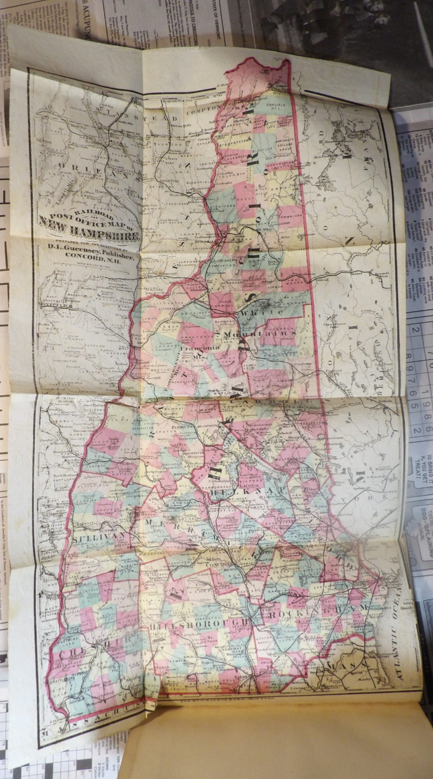 The Statistics and Gazetteer of NH Fogg 1874 + Railroad MAP C W Sawyer Bookplate