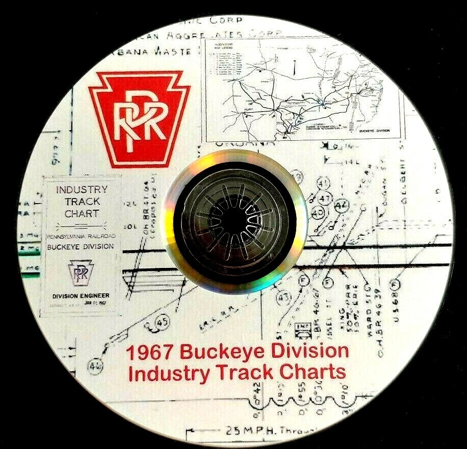 Pennsylvania Railroad Buckeye Division Industry Track Chart PDF pages on DVD