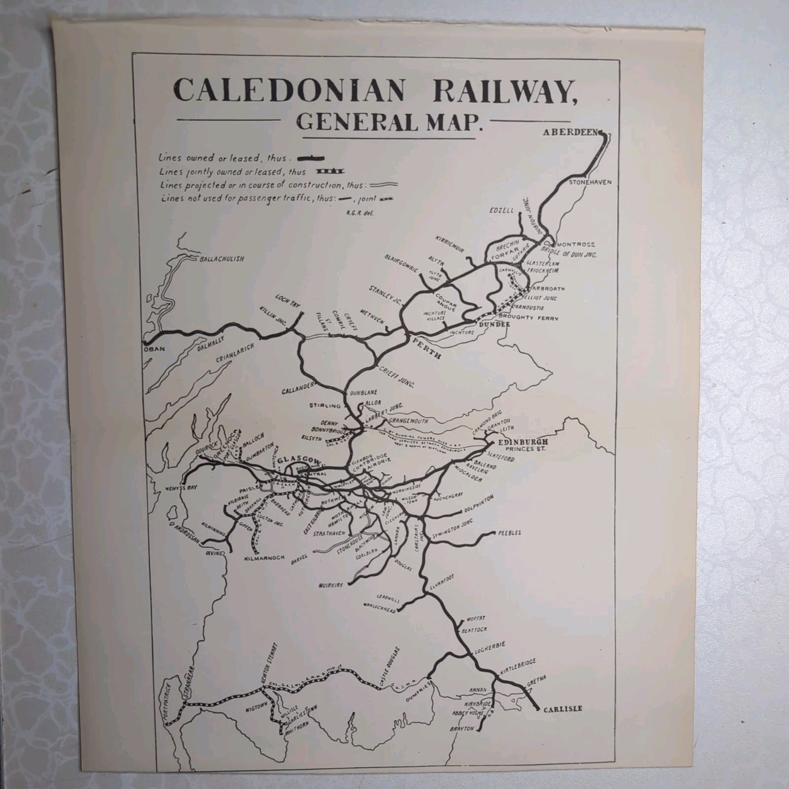 Original 1903 Caledonian Railway General Map