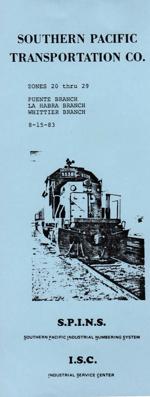 Southern Pacific RR 1983 Punte-LaHabra-Whittier Branches SPINS PDF pages on DVD