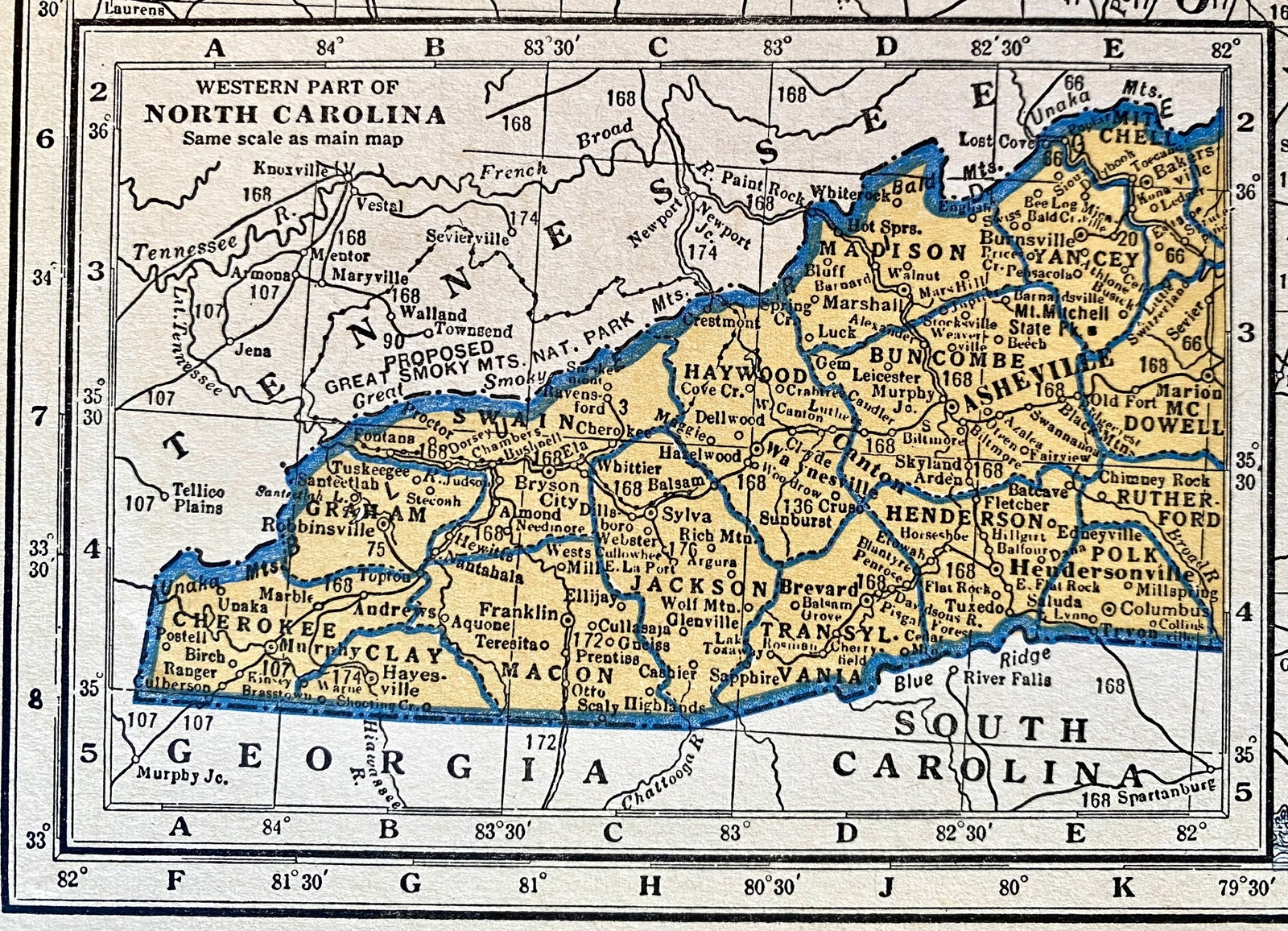 NORTH CAROLINA & NEW YORK c 1935 County & Railroad Maps. Hammond & Co. 9×12″