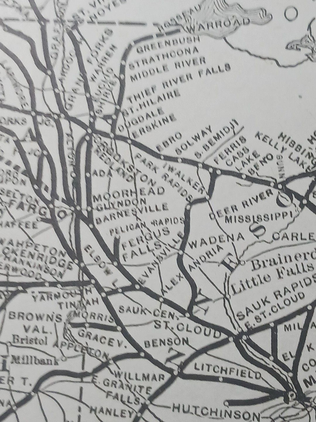 ~1910 Train Route Map GREAT NORTHERN Pacific RAILROAD SYSTEM All Lines 9″x12″