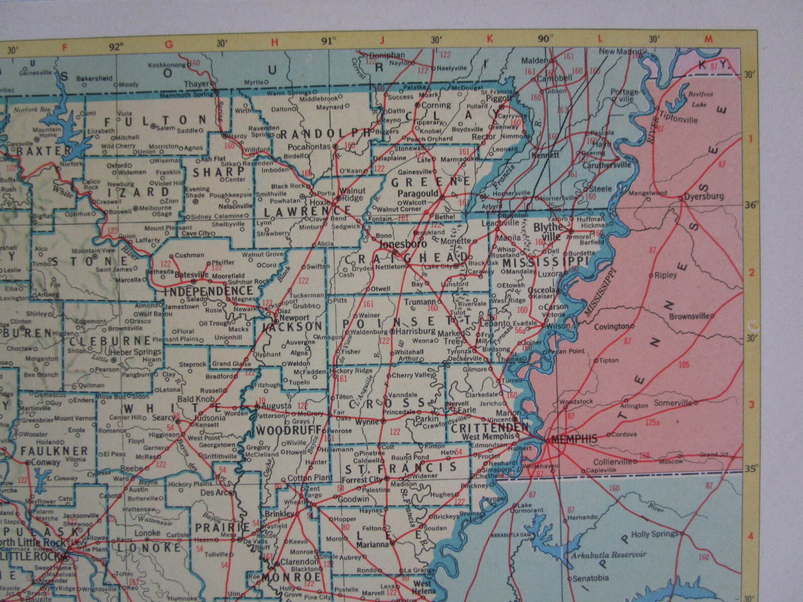 AR CA 1952 ARKANSAS RAILROAD Map. FORDYCE & PRINCETON RR ~or~ CALIFORNIA
