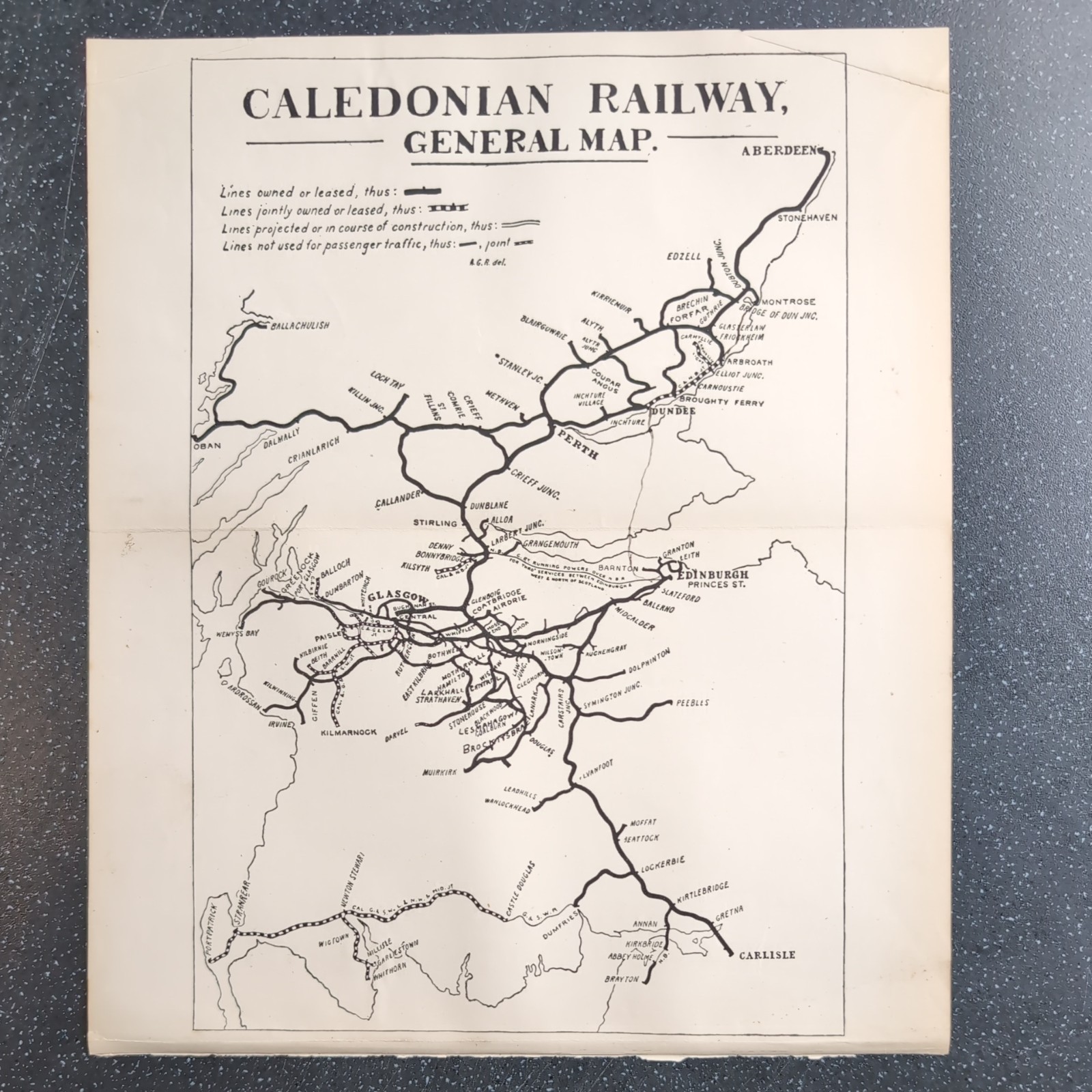 Original 1906 Railway map of Caledonian Railway General Map