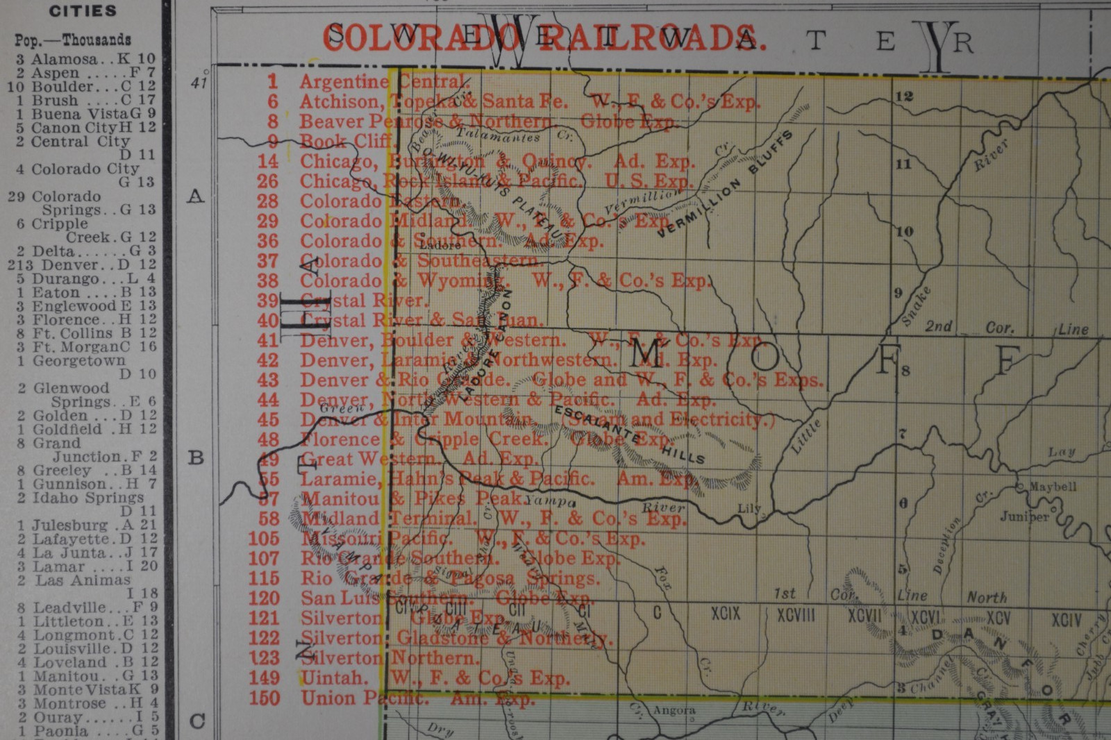 COLORADO – 1912 – RAND-McNALLY NEW COMMERCIAL ATLAS – SHOWS RAILROADS