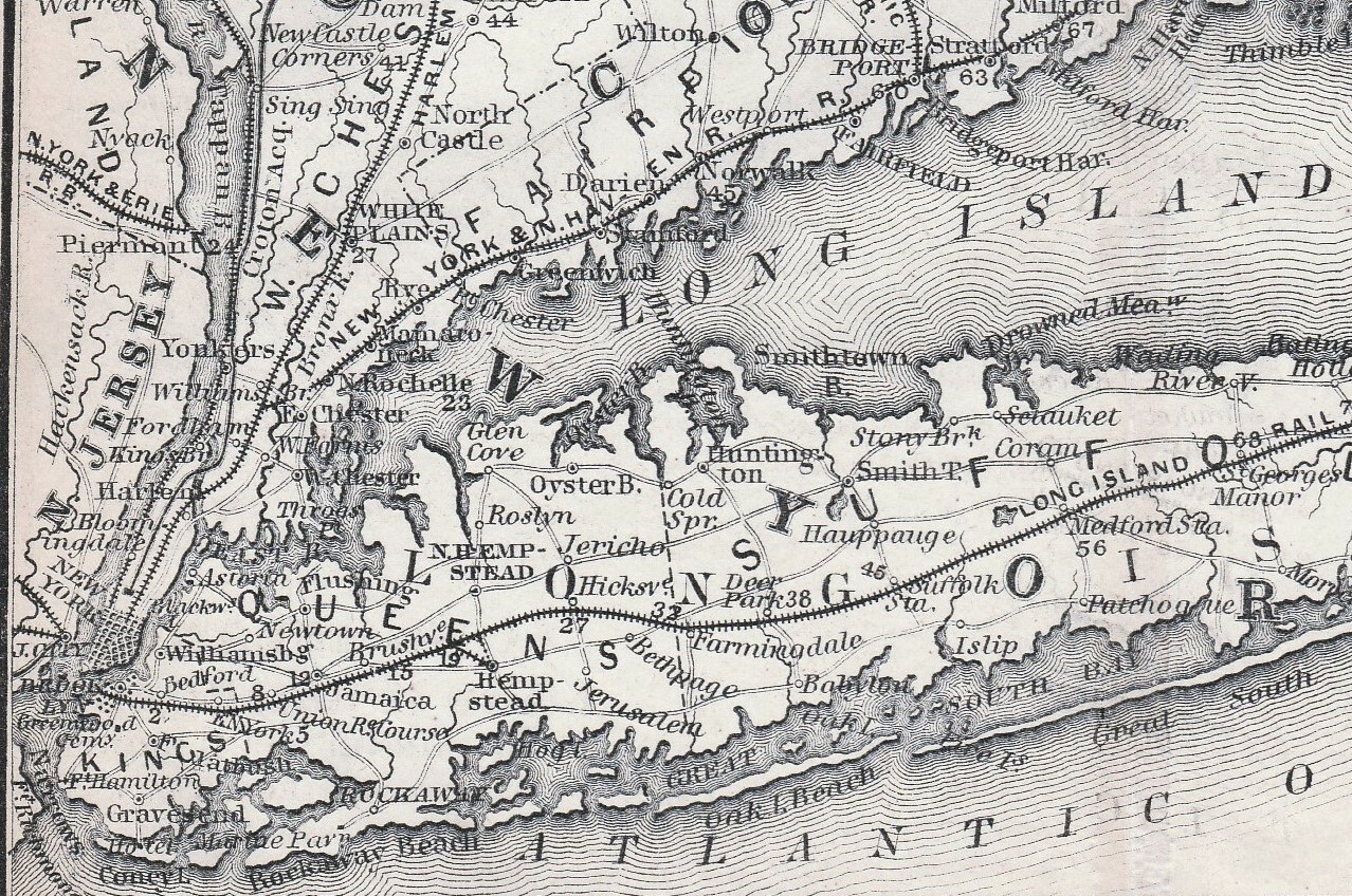 RARE Engraved Map Long Island Railroad New