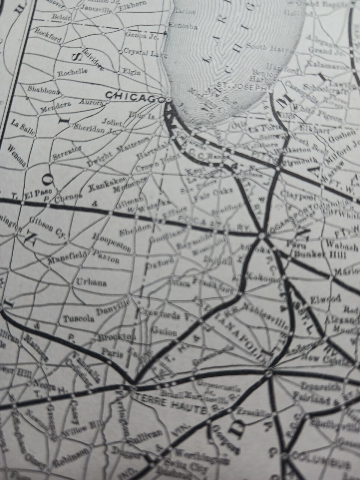 ☆1895 train map PENNSYLVANIA railroad lines west of Pittsburgh route station