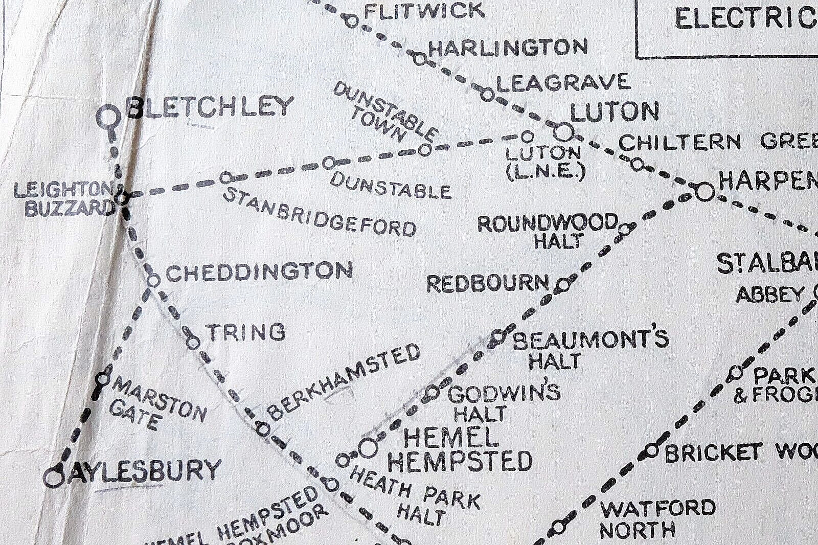 c.1935 MAP LMS STEAM & ELECTRIC SERVCES CONNECTING WITH LPTB inc ST MARYS. 1933-