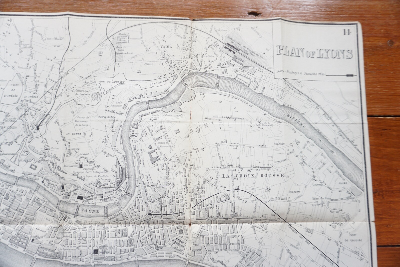 1899 Bradshaws Map of Lyons France Original Railway Map