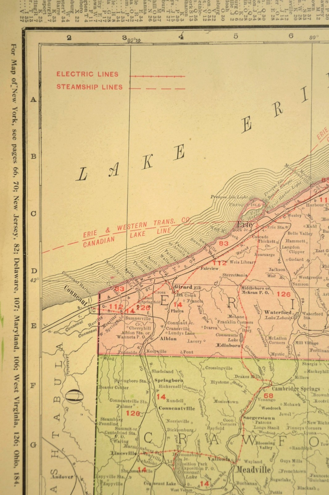 1911 Western Pennsylvania Railroad Map ORIGINAL Atlas Map Pennsylvania RR DATED