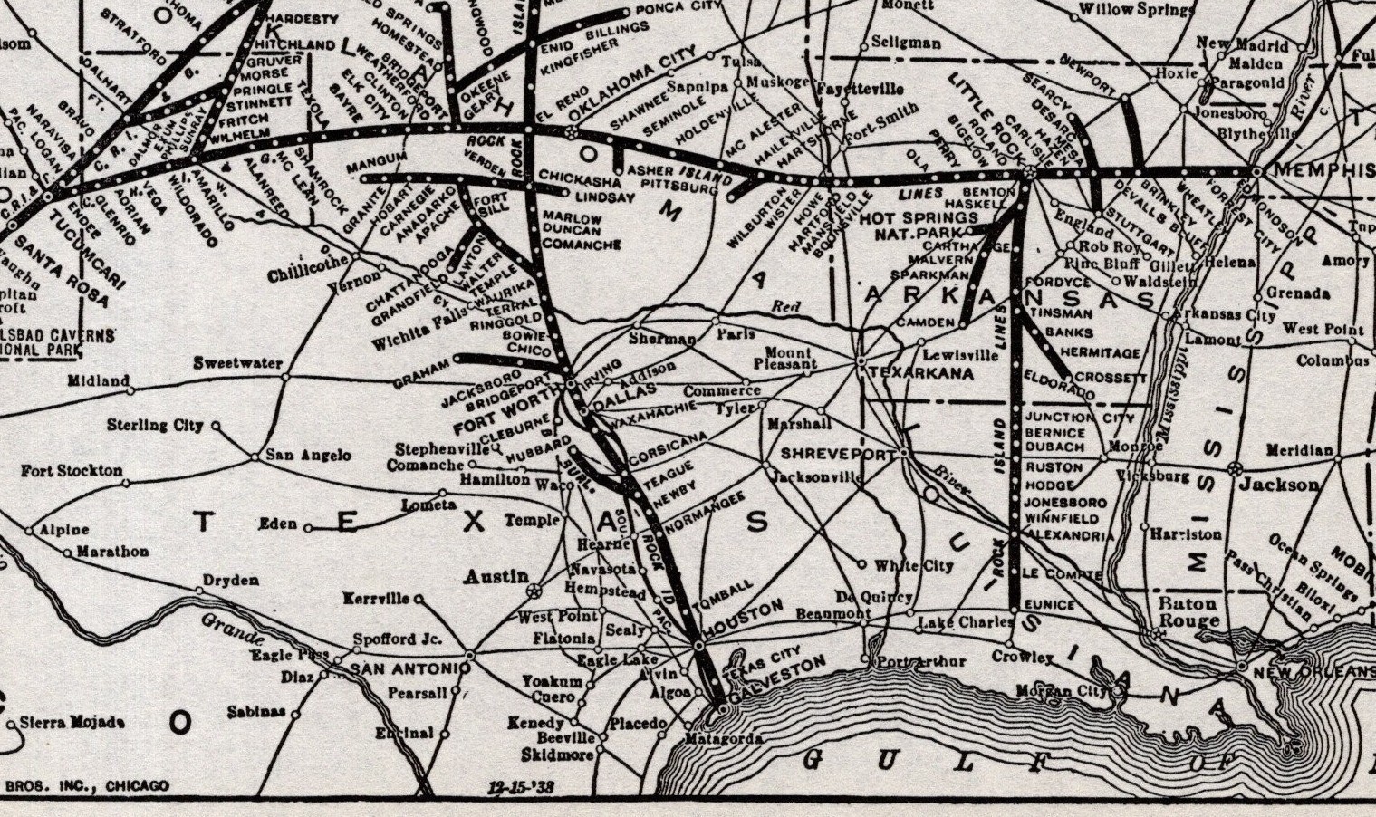 1938 Antique Rock Island Lines Railroad Map Vintage Railway Map 2906