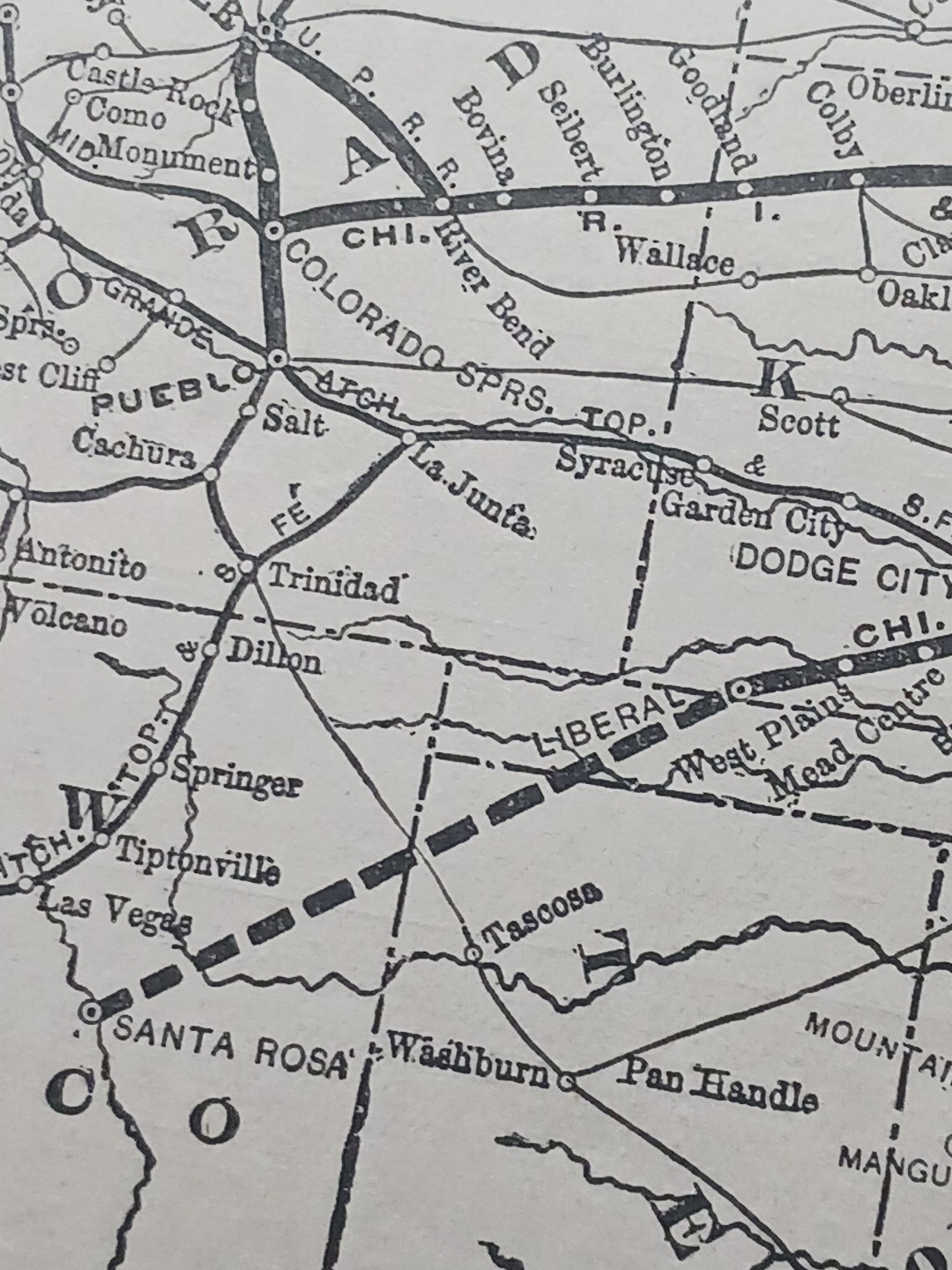 1901 Railroad Map CHICAGO ROCK ISLAND & PACIFIC RAILWAY SYSTEM all Train Routes