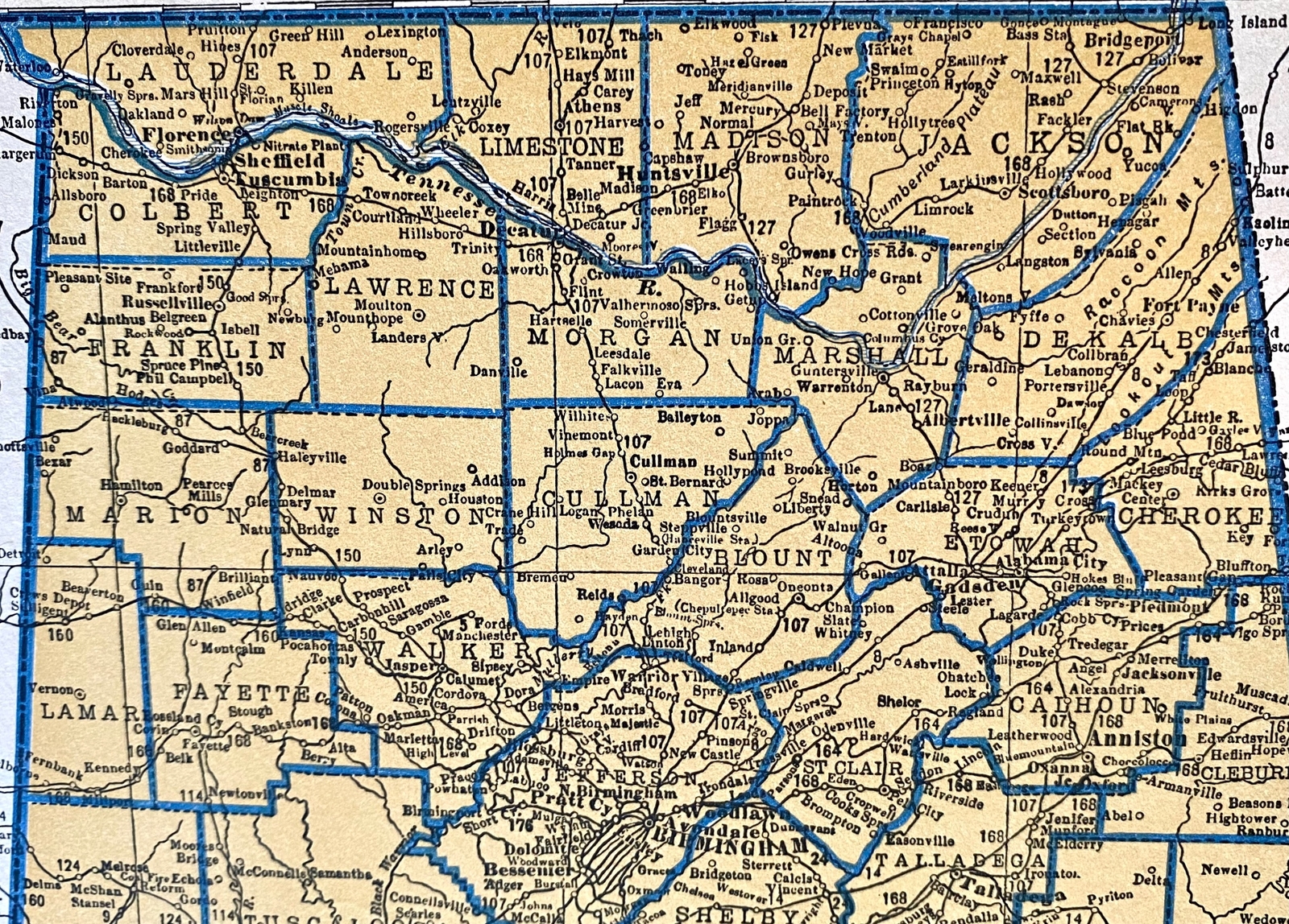 ALABAMA, ARIZONA Original c 1935 County & Railroad Maps. Hammond & Co. 9×12″