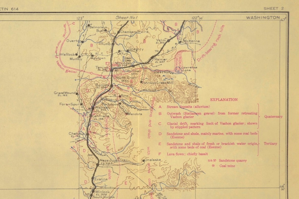 1915 Antique Southern Pacific Railroad Map Wabash Washington Centralia WA