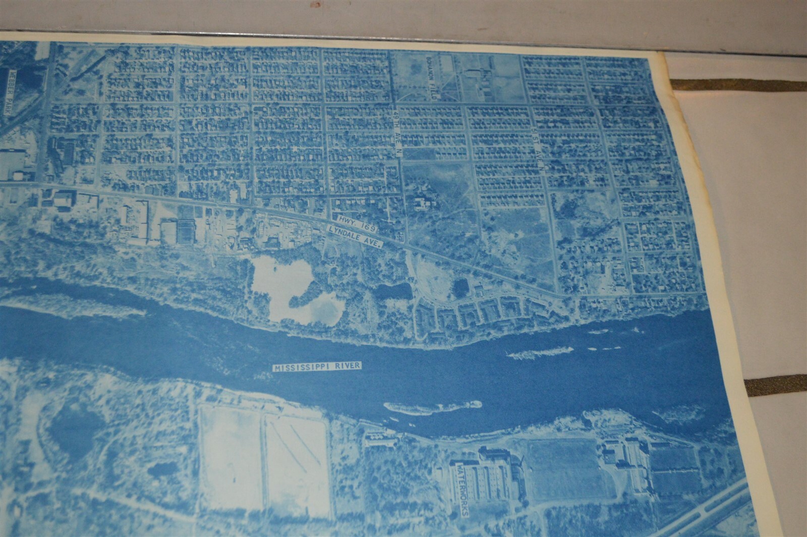 1958 Minnesota Hwy Dept Minneapolis Map N & NE Columbia Heights Railroad Yards