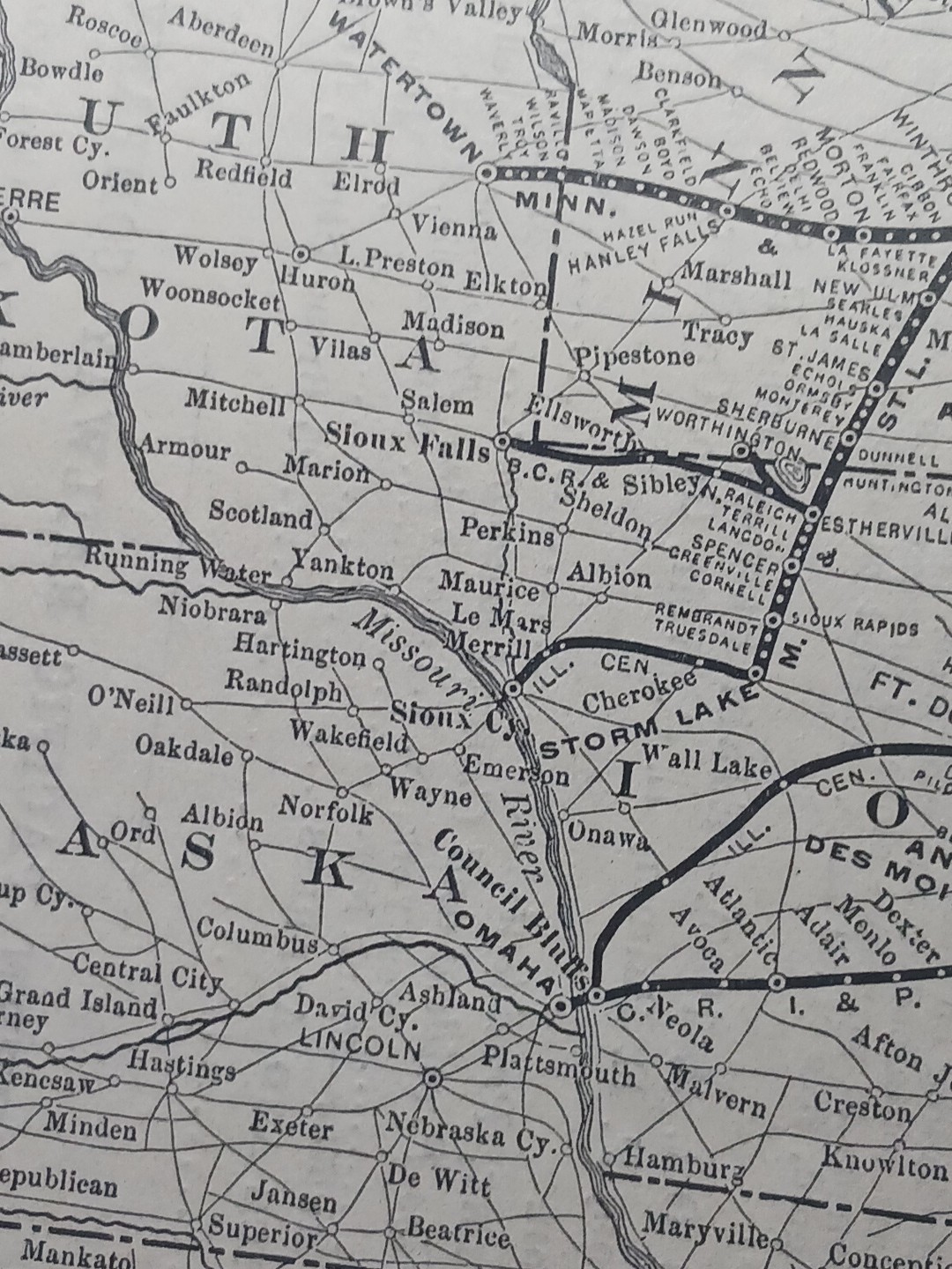 1901 Railway Map MINNEAPOLIS & ST LOUIS RAILROAD + Connections All Train Routes