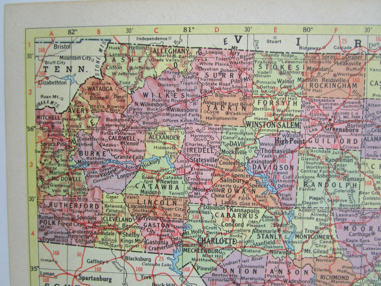 NC NY 1957 NORTH CAROLINA RAILROAD MAP BEUFORT MOREHEAD RR or NEW YORK 1950s
