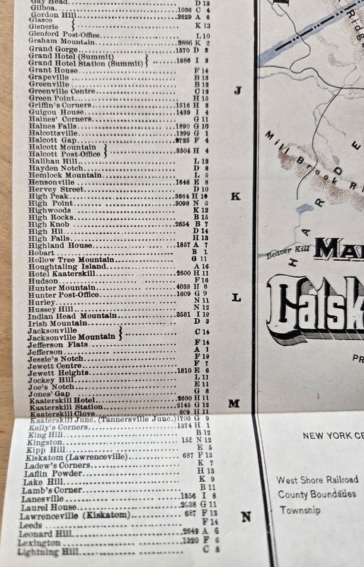 Very Nice 1887 West Shore Railroad RR Catskill Mountains Original Map Near Mint