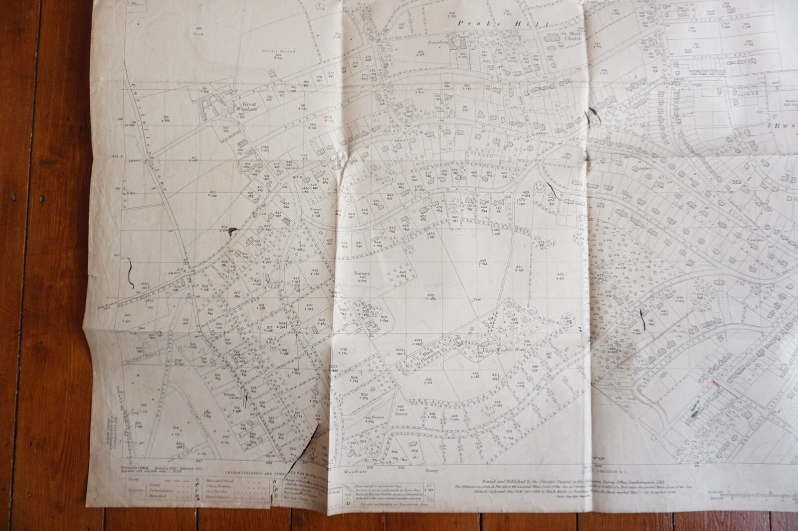 1913 Russell Hill Peaks Hill OS Railway Map London