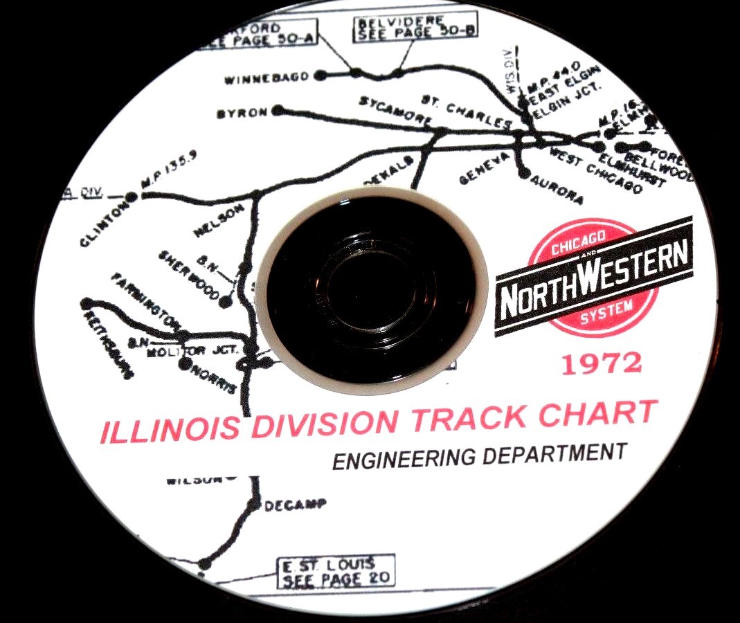 Chicago & Northwestern RR 1972 Illinois Division Track Chart PDF Pages on DVD