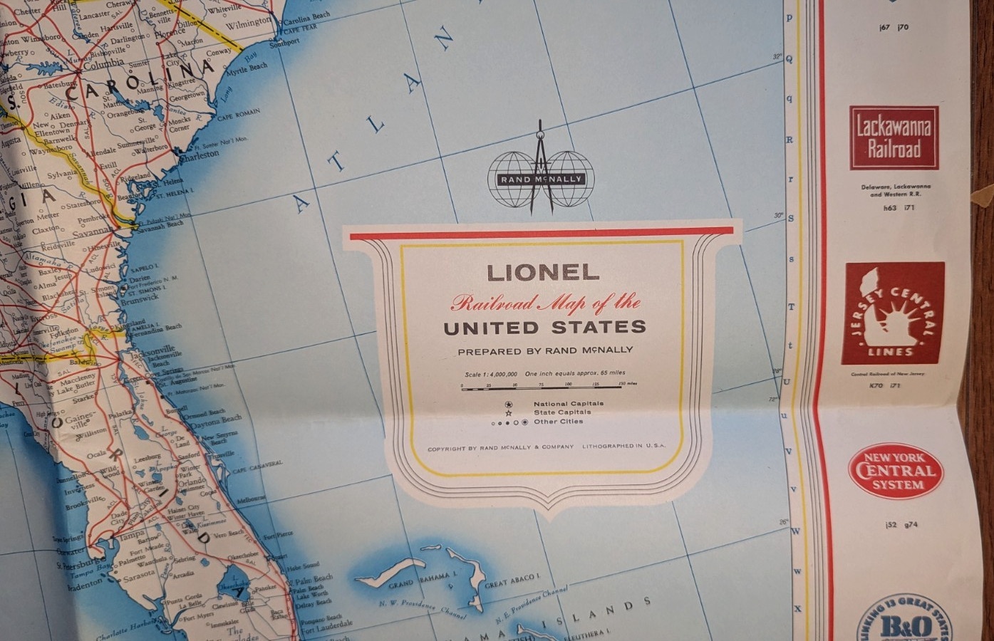 Vintage 1958-’66 No.950 Lionel Railroad Map-United States, Rand McNally, 37 x 52