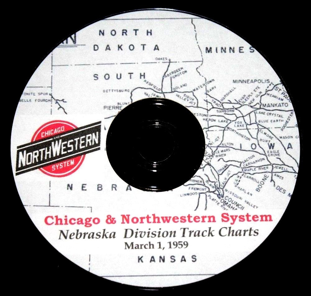 Chicago & Northwestern RR 1959 Nebraska Division Track Chart PDF Pages on DVD