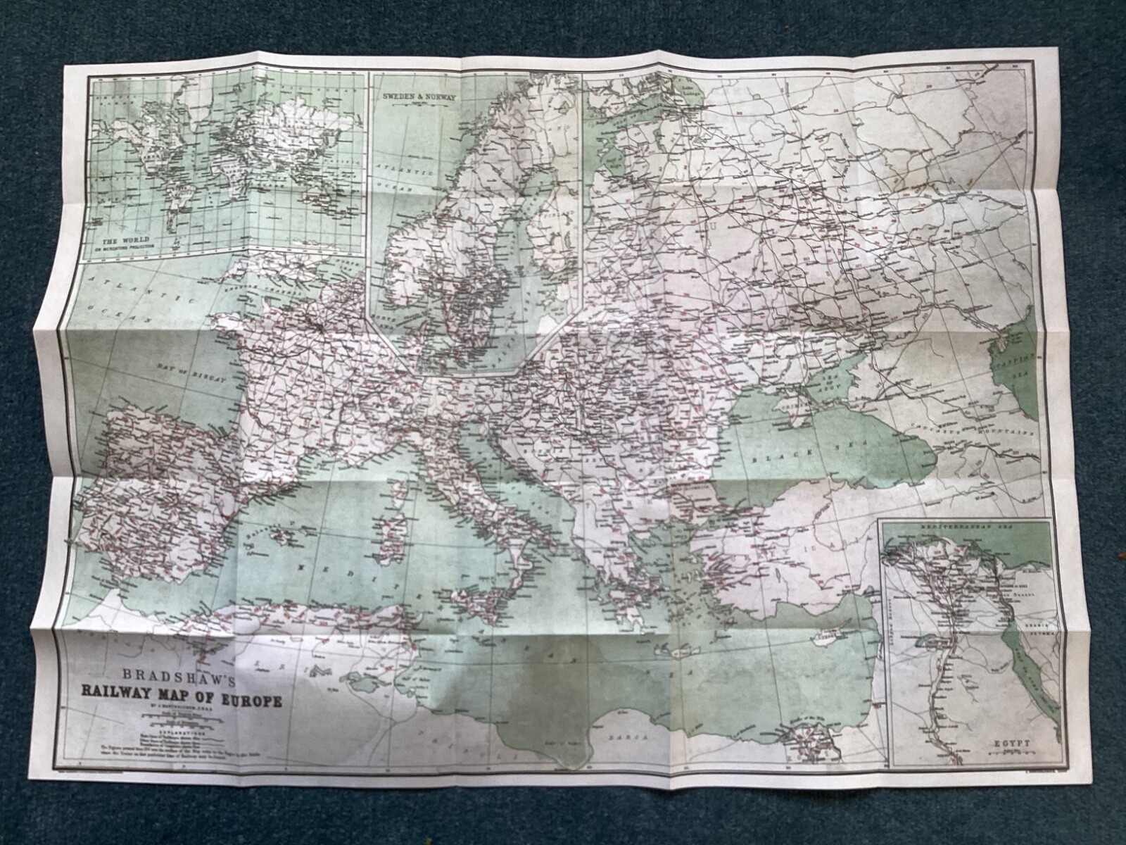 Large Bradshaws Railway of Europe, Central Europe etc on Printed Both Sides