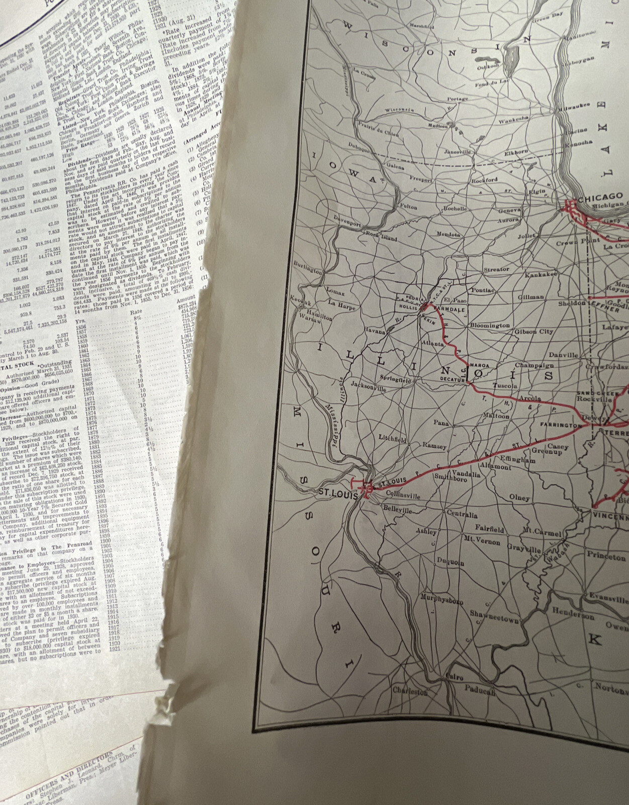 Pennsylvania Railroad – Original 1931 System Map. Antique
