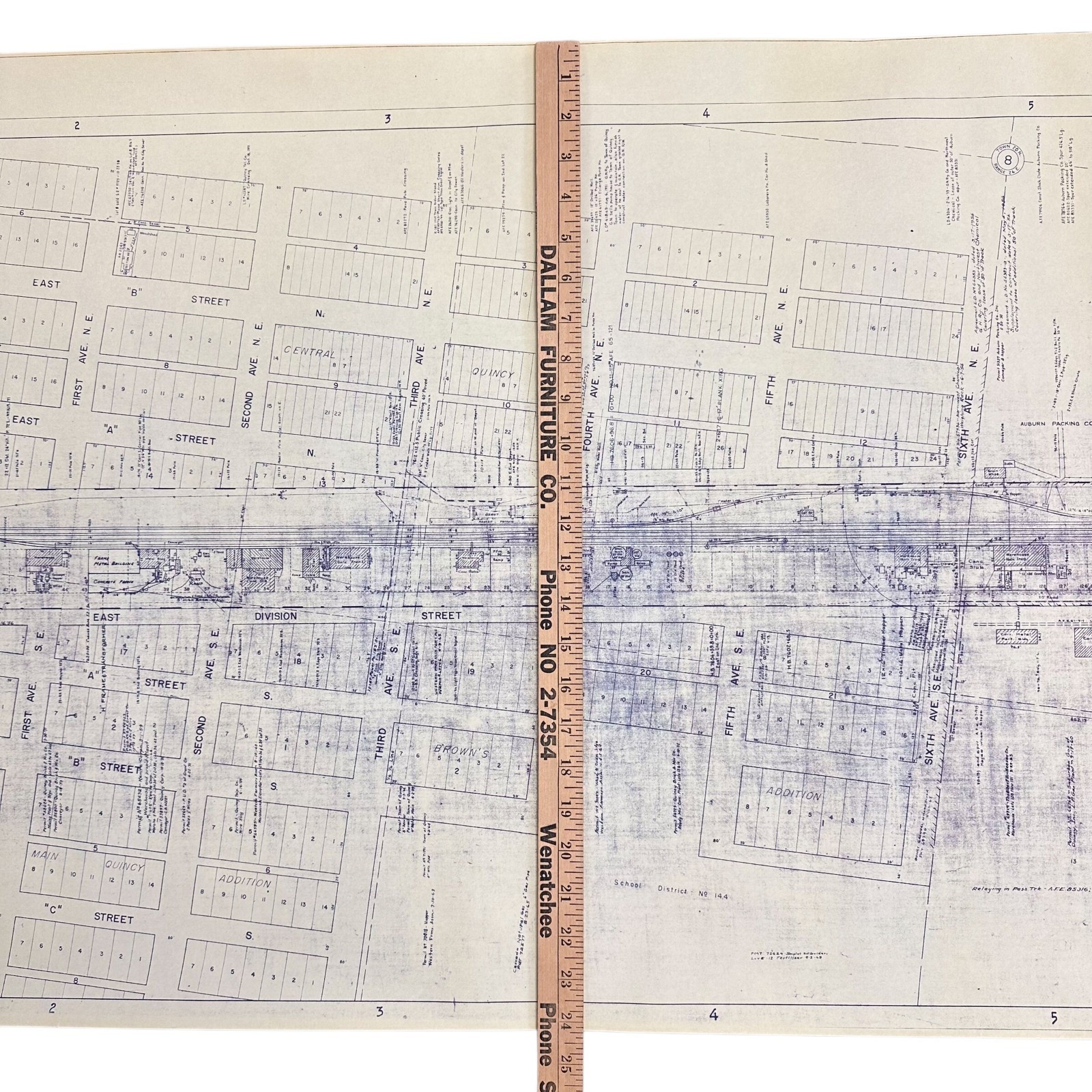 1954 Great Northern Railway Map Quincy Washington WA Blueprint Copy 84” x 24”
