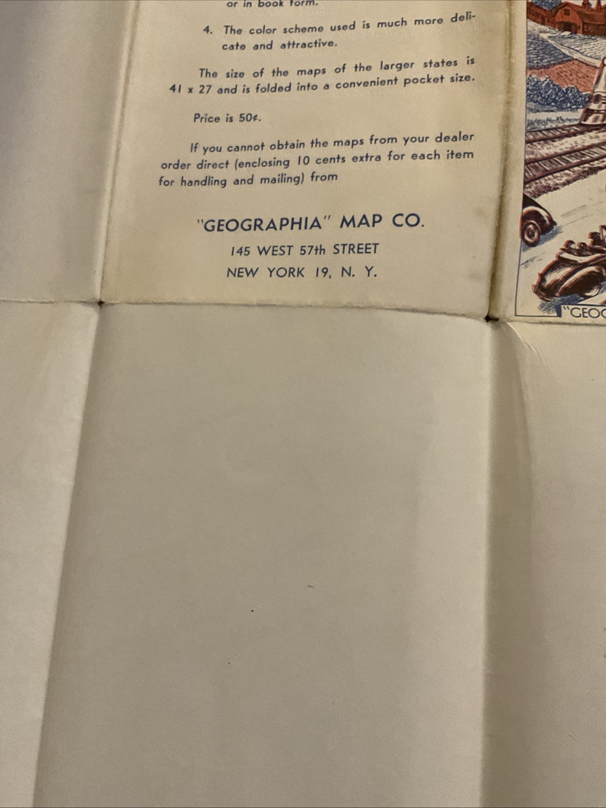 Vintage 1950s Geographia Highway & Railroad Map New York NY Alexander Gross
