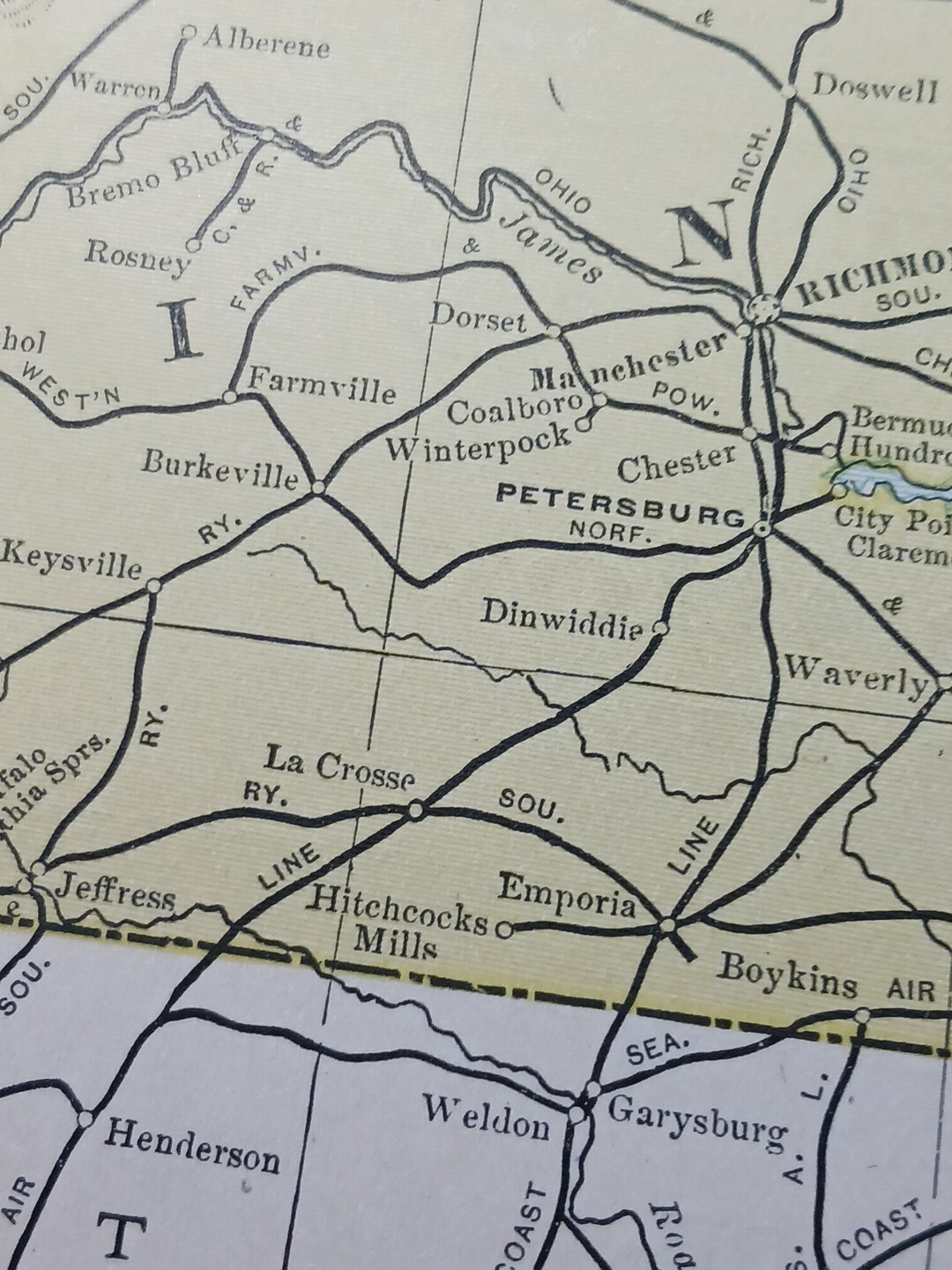 1904 Dated Railroad Map MARYLAND West Virginia DE all Lines Train Routes 11″x9″