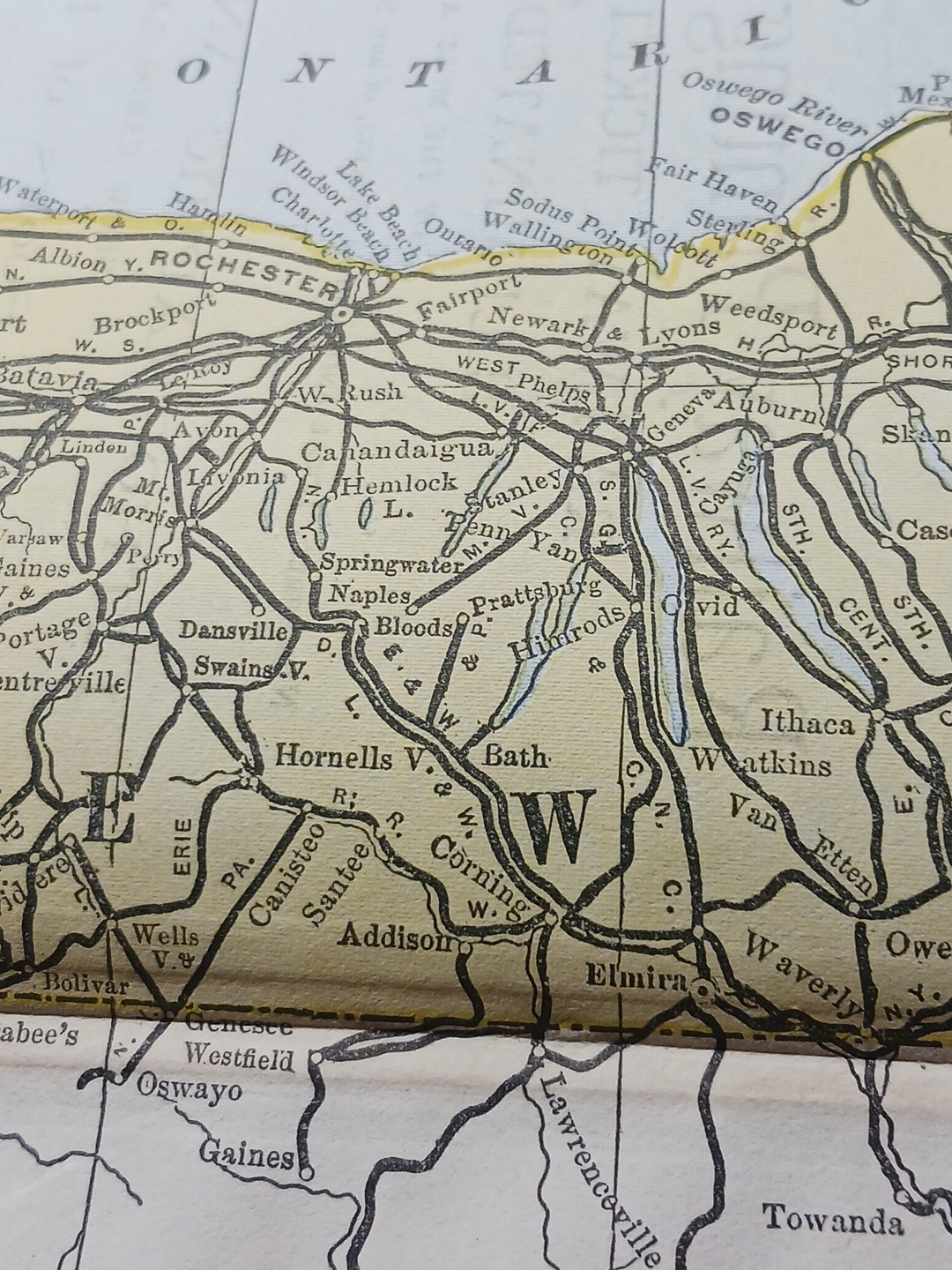 1897 Train Route Map NEW YORK NEW JERSEY all Railroad Lines Station Marked 9×11″